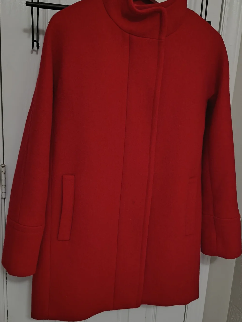 J. Crew Red Wool-Blend Stand Collar Pea Coat - Picture 7 of 9
